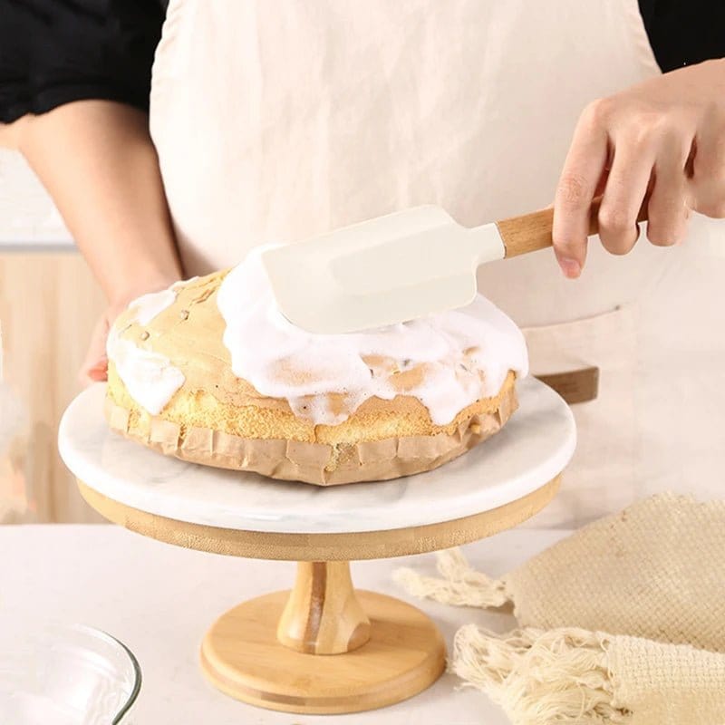 2Pcs/1Pcs Assorted colors Silicone Cream Spatula Non - Stick Pastry Blenders Wood Handle Chocolate Butter Baking Scraper Kitchen Cake Mixer - KitchenKlout