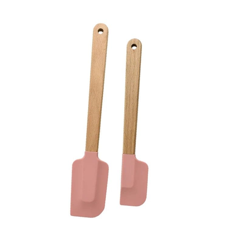 2Pcs/1Pcs Assorted colors Silicone Cream Spatula Non - Stick Pastry Blenders Wood Handle Chocolate Butter Baking Scraper Kitchen Cake Mixer - KitchenKlout