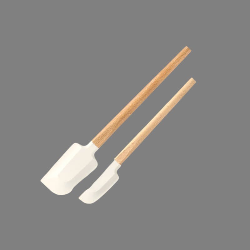 2Pcs/1Pcs Assorted colors Silicone Cream Spatula Non - Stick Pastry Blenders Wood Handle Chocolate Butter Baking Scraper Kitchen Cake Mixer - KitchenKlout