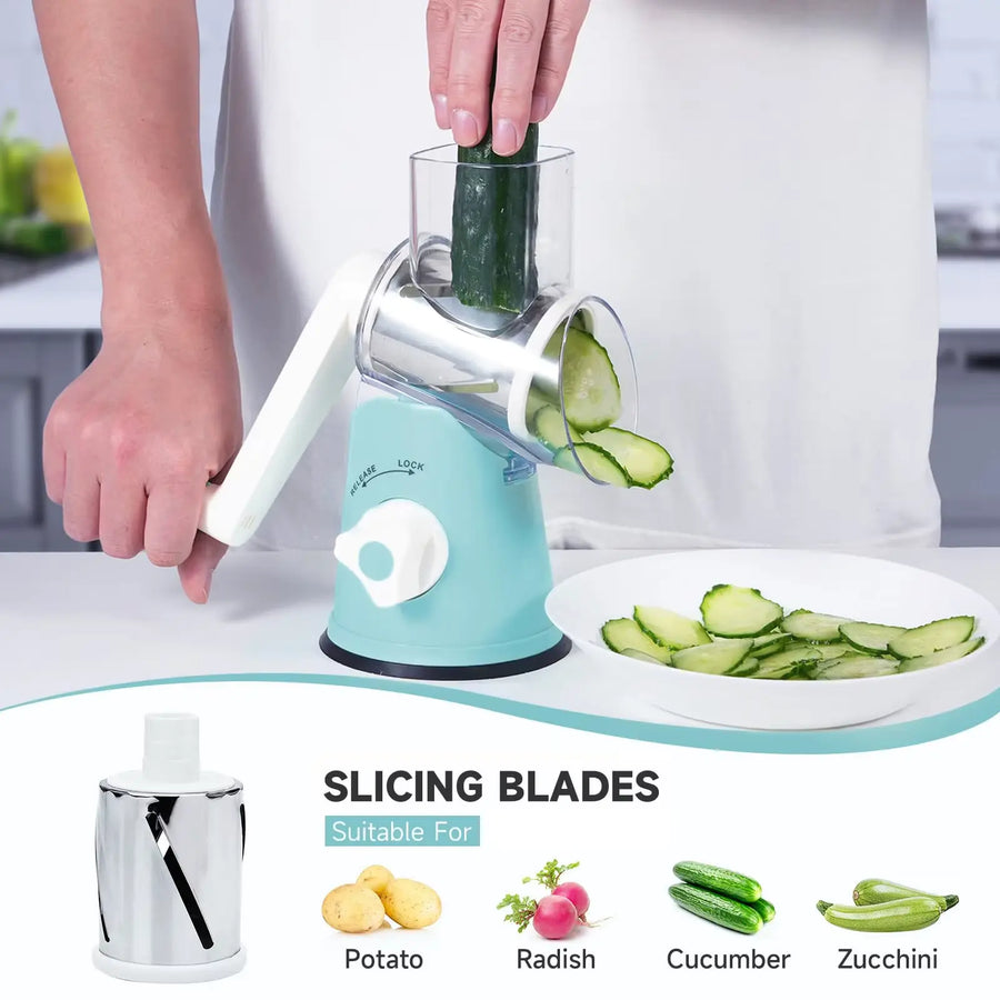 3-in-1 Stainless Steel Rotary Grater For Cheese and Vegetables