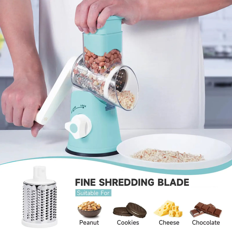 3-in-1 Stainless Steel Rotary Grater For Cheese and Vegetables