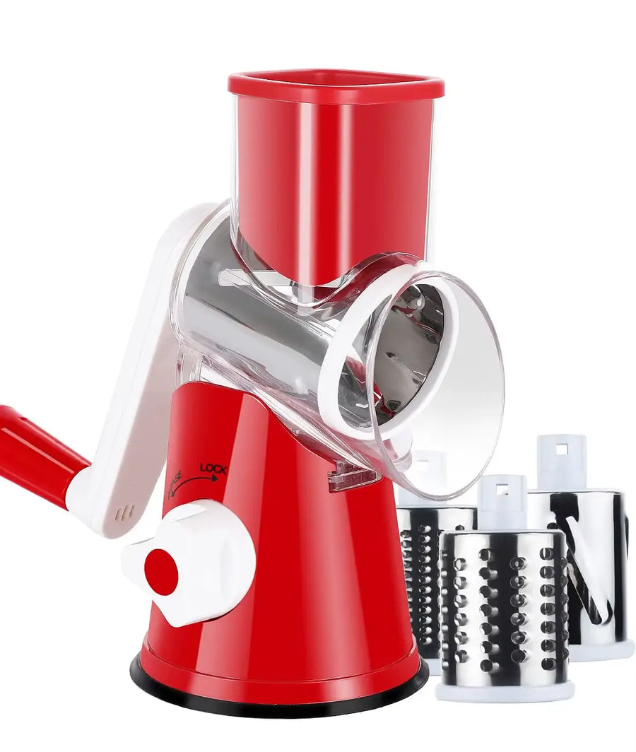 3-in-1 Stainless Steel Rotary Grater For Cheese and Vegetables