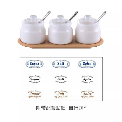 3-Piece Miniature Sugar & Salt Jar Set - 1:6 Scale with Spoons & Tray