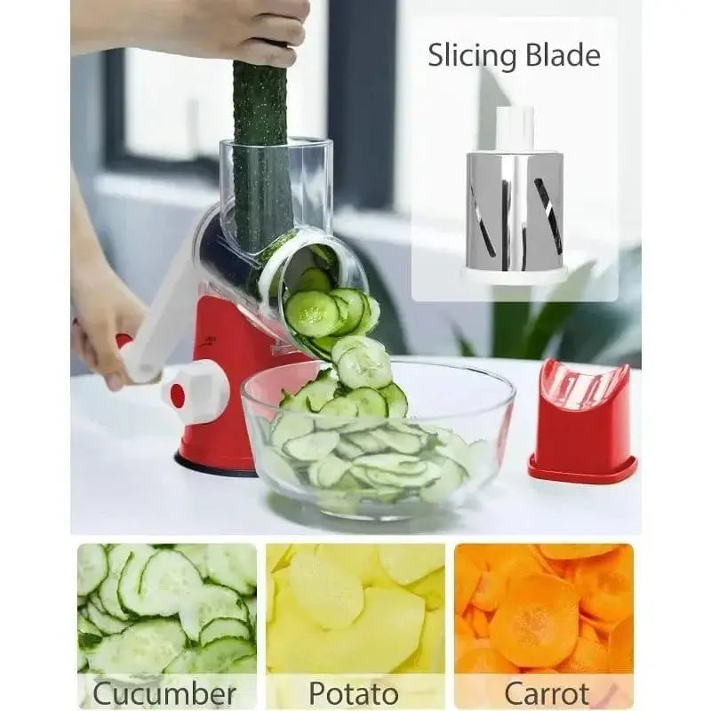 3in1 Vegetable Slicer Multifunctional Rotary Handheld Grater - KitchenKlout