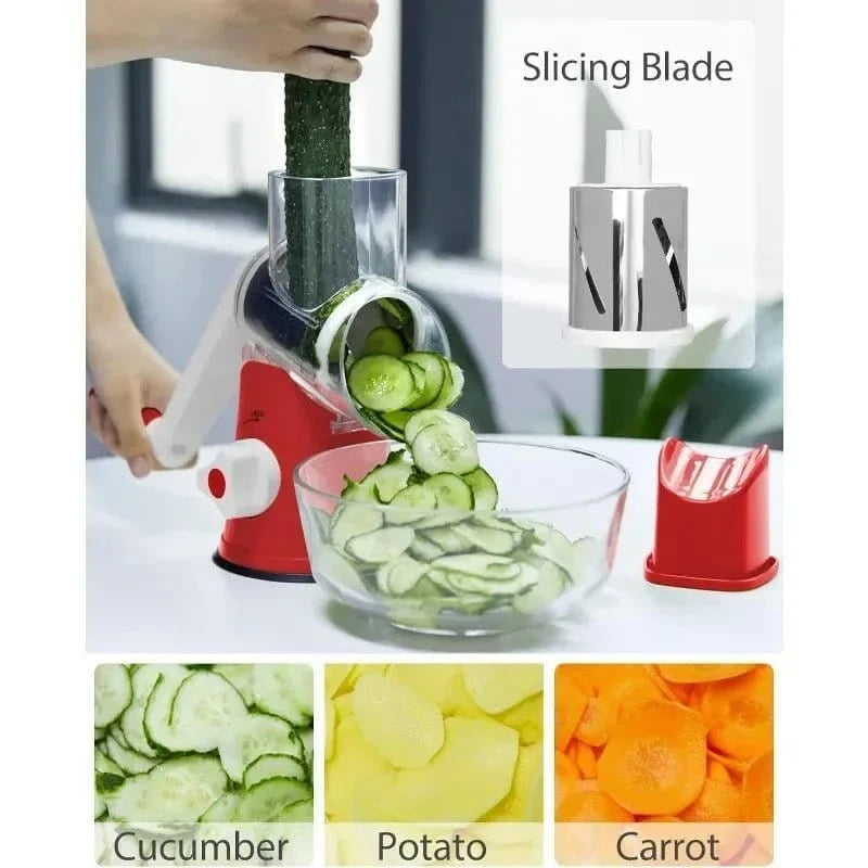 3in1 Vegetable Slicer Multifunctional Rotary Handheld Grater - KitchenKlout