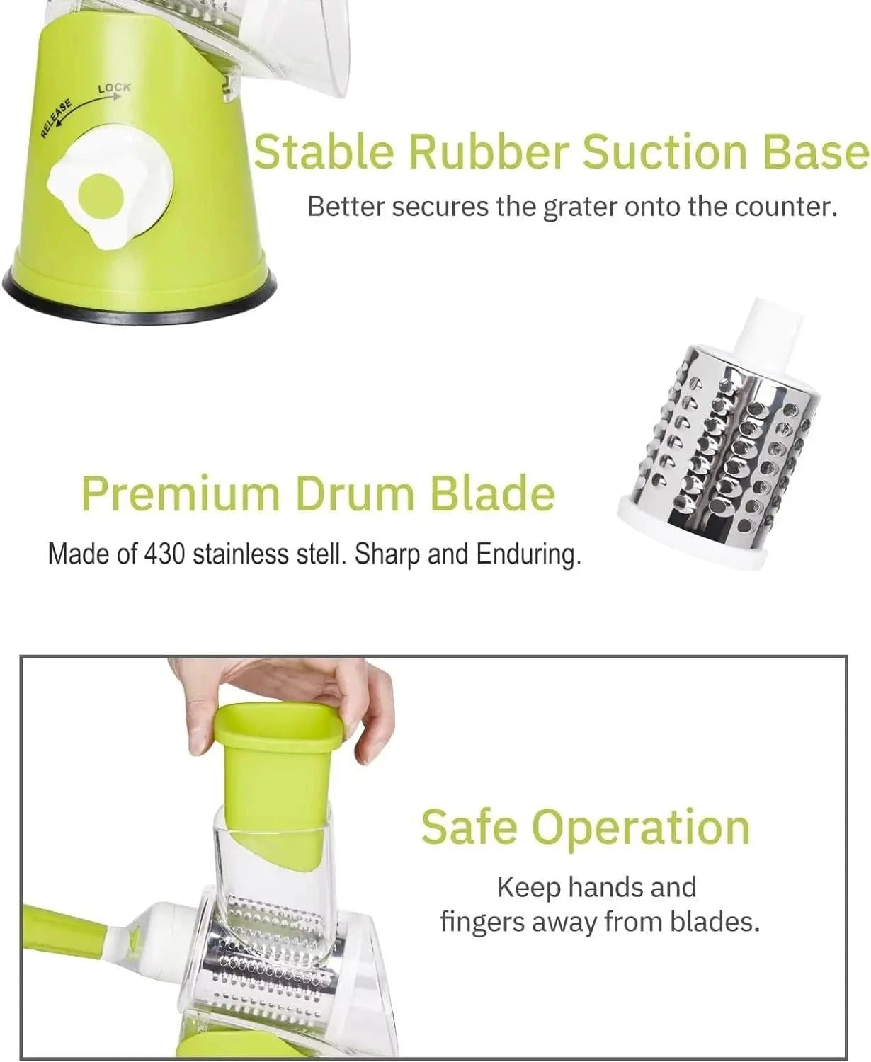 3in1 Vegetable Slicer Multifunctional Rotary Handheld Grater - KitchenKlout