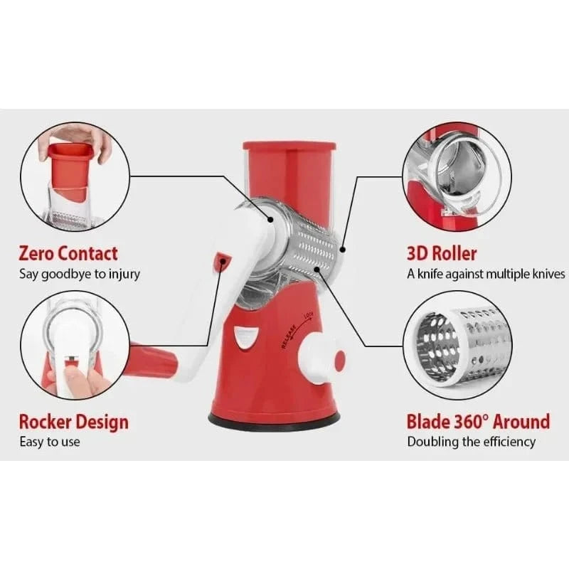 3in1 Vegetable Slicer Multifunctional Rotary Handheld Grater - KitchenKlout