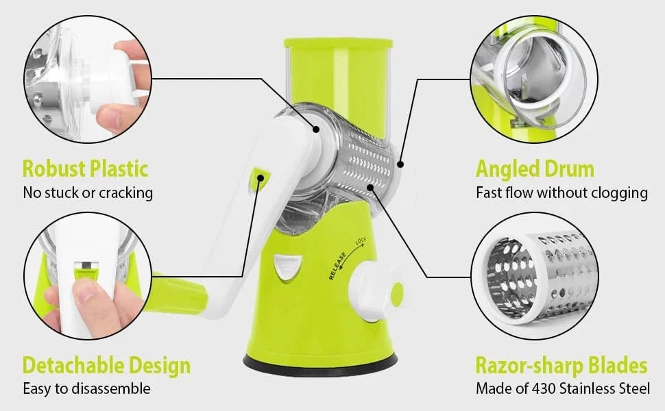 3in1 Vegetable Slicer Multifunctional Rotary Handheld Grater - KitchenKlout