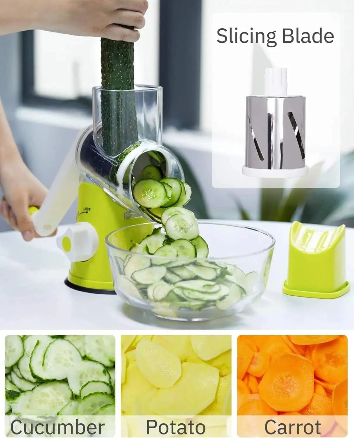 3in1 Vegetable Slicer Multifunctional Rotary Handheld Grater - KitchenKlout