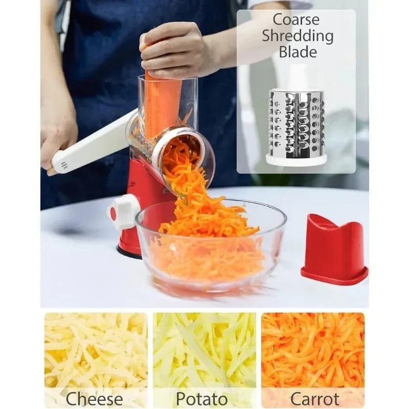 3in1 Vegetable Slicer Multifunctional Rotary Handheld Grater - KitchenKlout