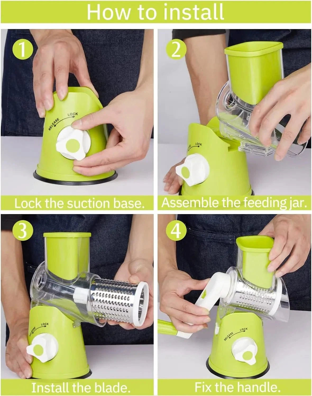 3in1 Vegetable Slicer Multifunctional Rotary Handheld Grater - KitchenKlout