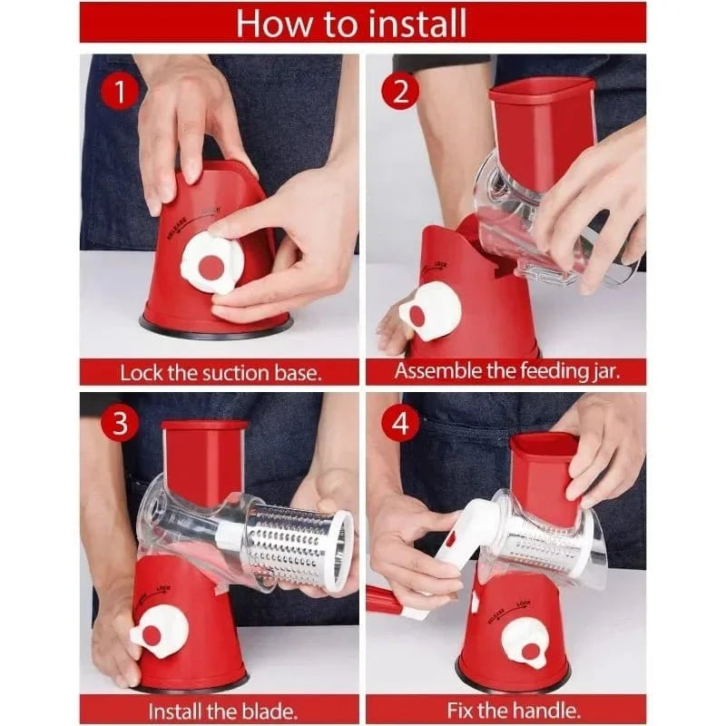 3in1 Vegetable Slicer Multifunctional Rotary Handheld Grater - KitchenKlout