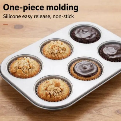 6-Cup Silicone Baking Pan | Non-Stick Cupcake & Muffin Pan | KitchenKlout Bakeware