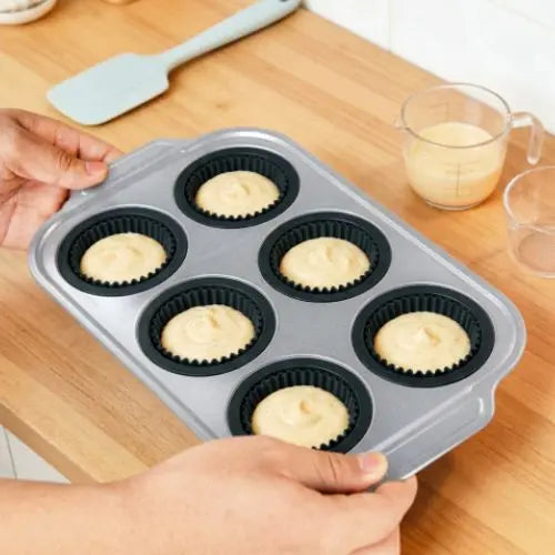 6-Cup Silicone Baking Pan | Non-Stick Cupcake & Muffin Pan | KitchenKlout Bakeware