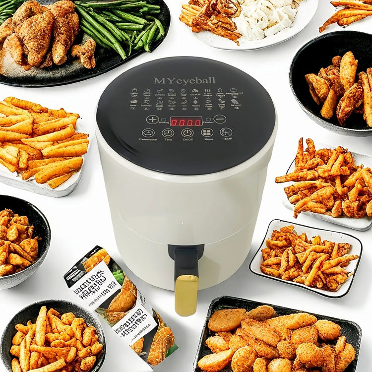 6.5QT MYEYEBALL Smart Air Fryer - Visual Touch Screen, Oil - Free Healthy Cooking, Multifunctional, Family - Sized, Fast, White - KitchenKlout