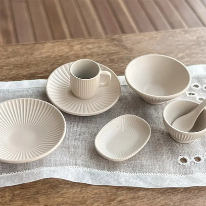 7-Piece Miniature Tableware Set - Handcrafted Tiny Dishes & Cutlery 