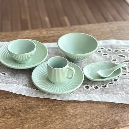 7-Piece Miniature Tableware Set - Handcrafted Tiny Dishes & Cutlery 