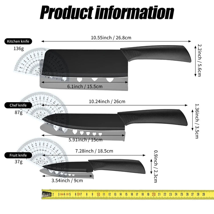 Chef’s Knife Sets in Matte Black – 3pc Compact or 6pc Pro chef&