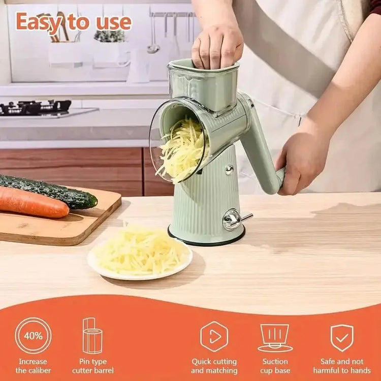 Rotary Cheese Grater – 4 Interchangeable Blades for Shredding, Slicing, Grating KitchenKlout