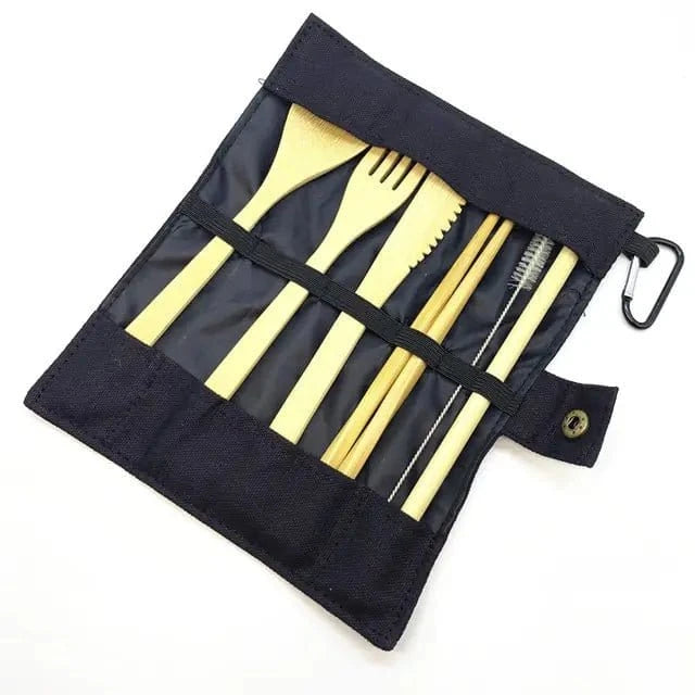 Bamboo Travel Utensils Set - KitchenKlout