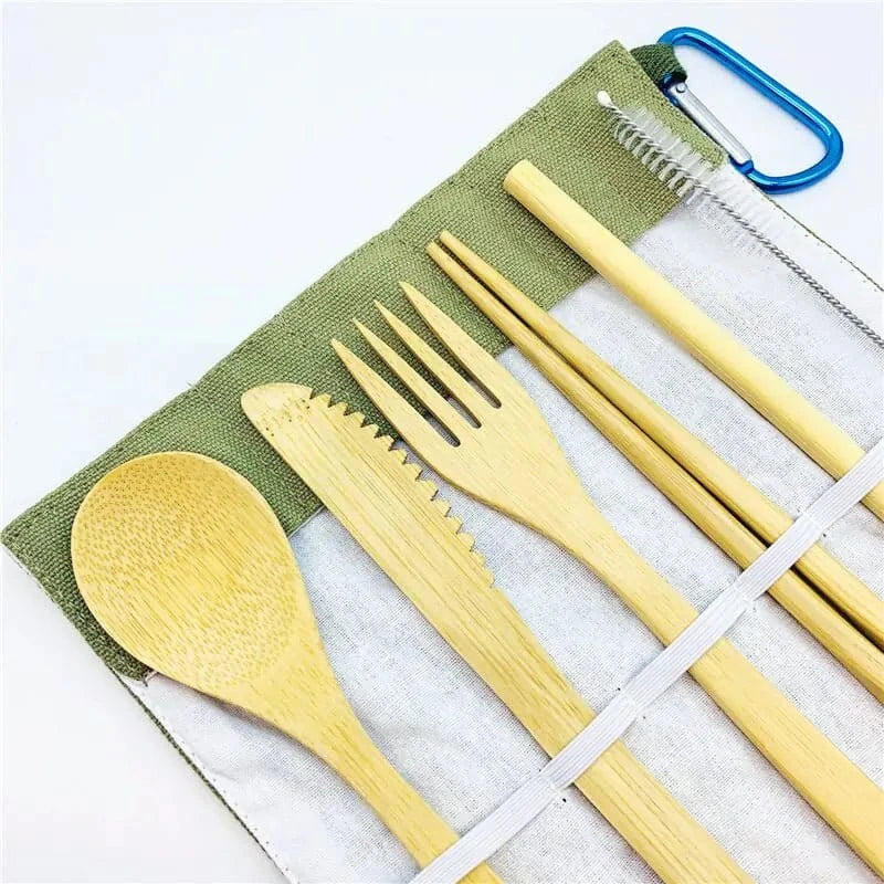 Bamboo Travel Utensils Set - KitchenKlout
