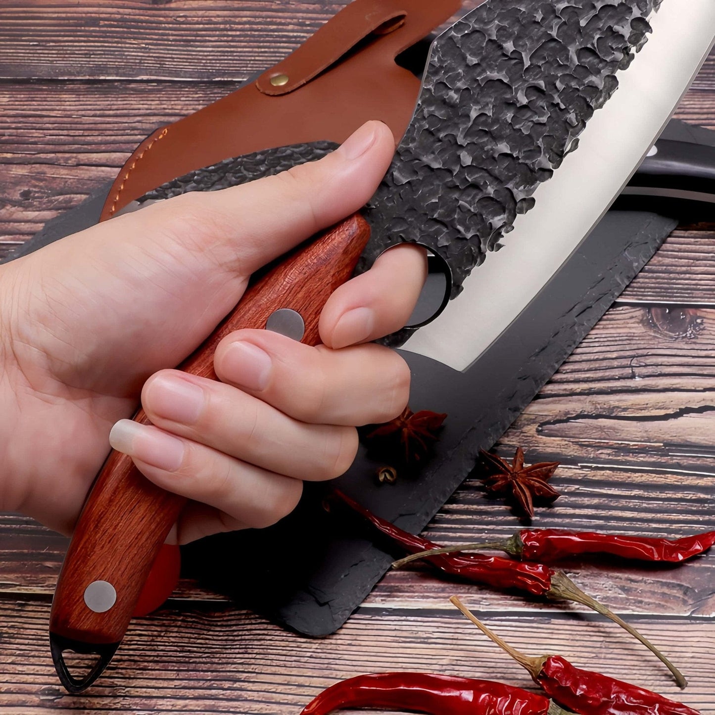Boning Knife Leather Sheath Hand Forged Cleaver Knife Carbon Steel Meat Butcher Chef Knife Fishing Filet Knife Outdoor BBQ Tools - KitchenKlout