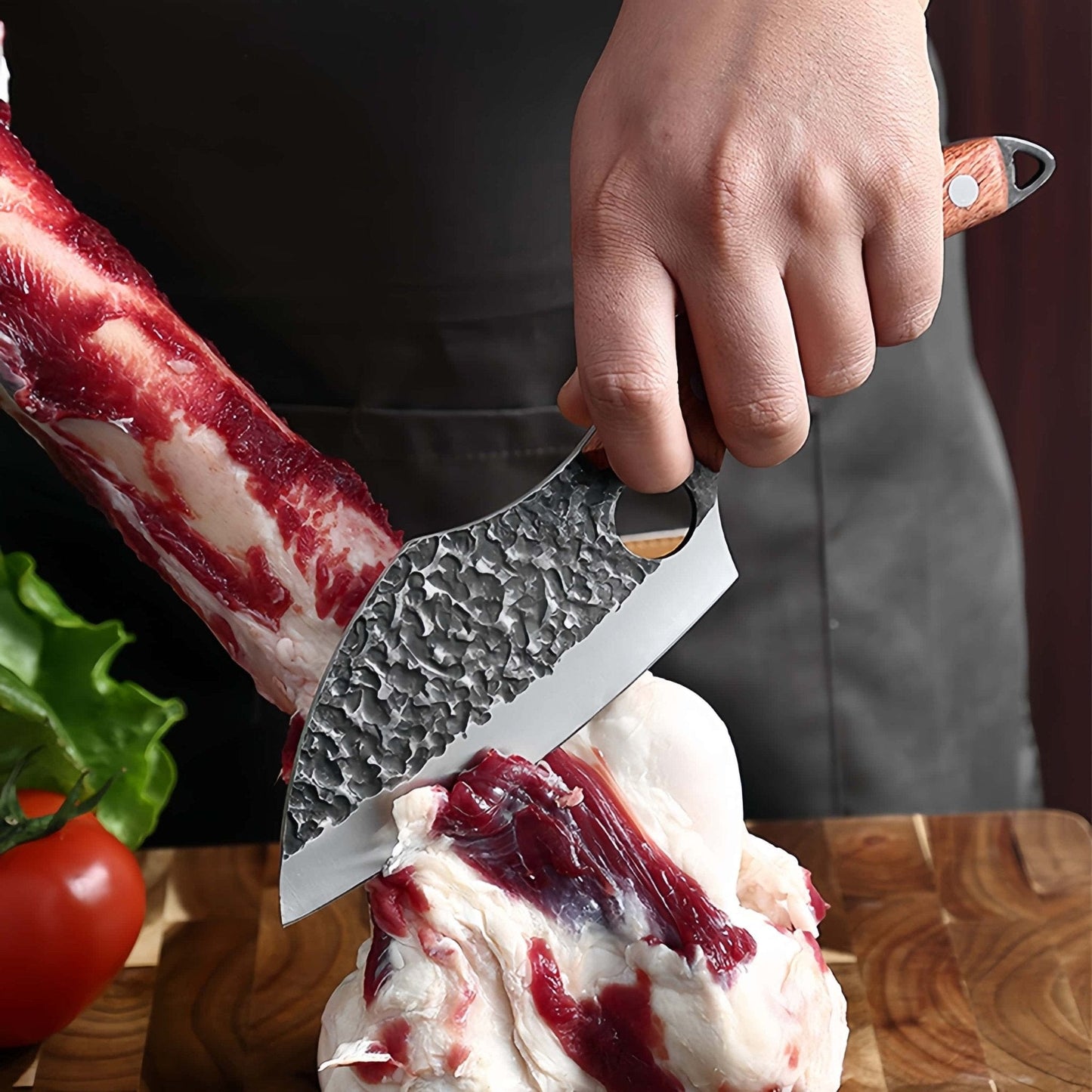 Boning Knife Leather Sheath Hand Forged Cleaver Knife Carbon Steel Meat Butcher Chef Knife Fishing Filet Knife Outdoor BBQ Tools - KitchenKlout