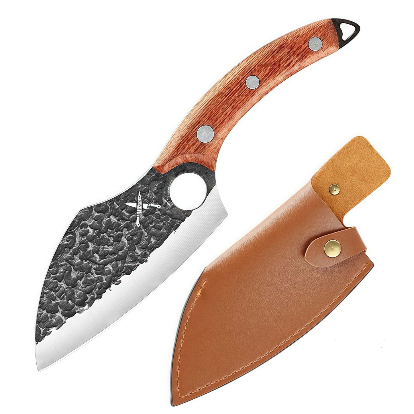 Boning Knife Leather Sheath Hand Forged Cleaver Knife Carbon Steel Meat Butcher Chef Knife Fishing Filet Knife Outdoor BBQ Tools - KitchenKlout