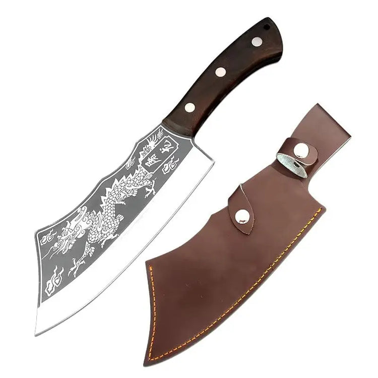Butcher Knife Carbon Steel Kitchen Chopping Slicing Professional Chef Meat Cleaver Handmade Cooking Cutter - KitchenKlout