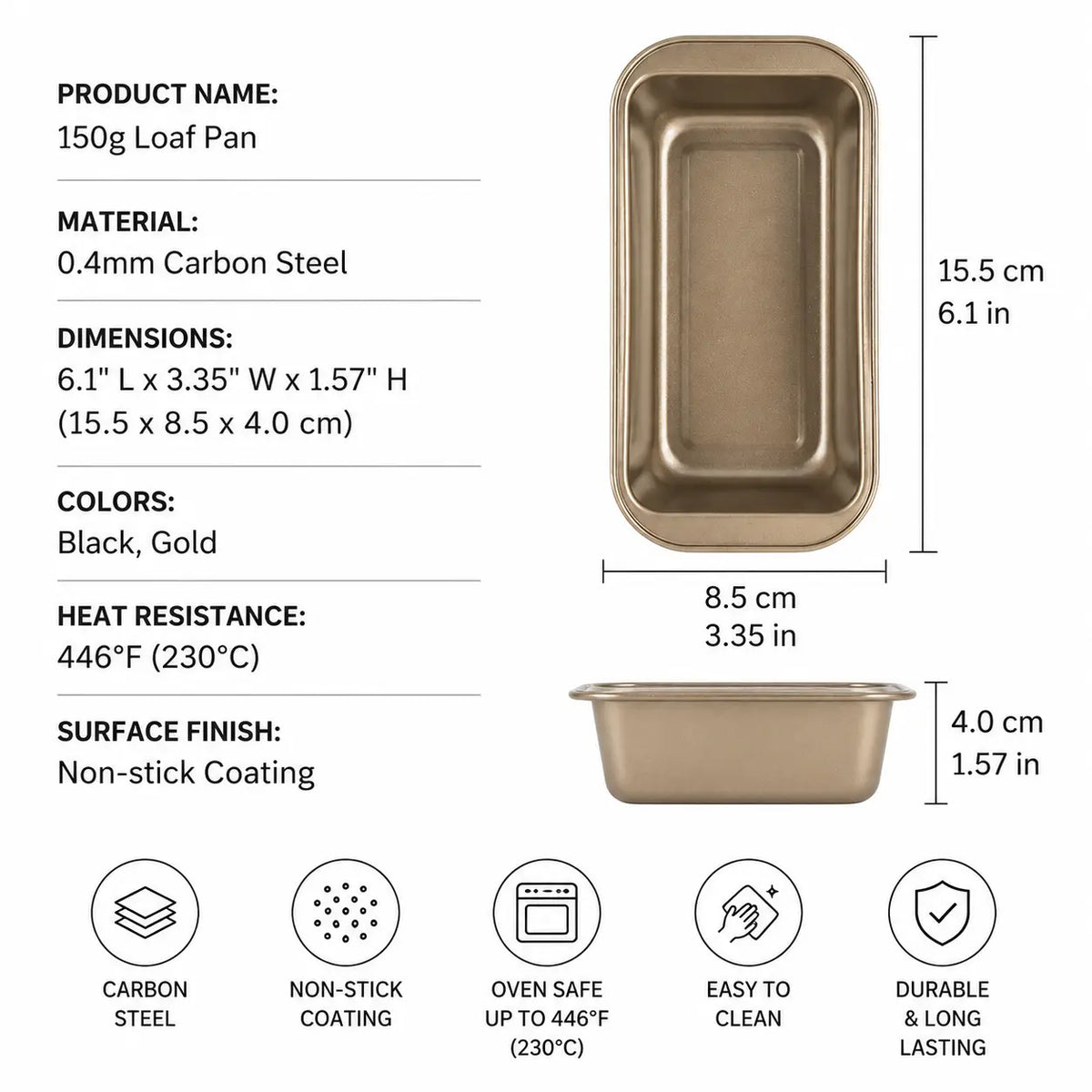 Carbon Steel Bread Pan | Standard & Mini Loaf Pans | Professional Baking | KitchenKlout Bakeware