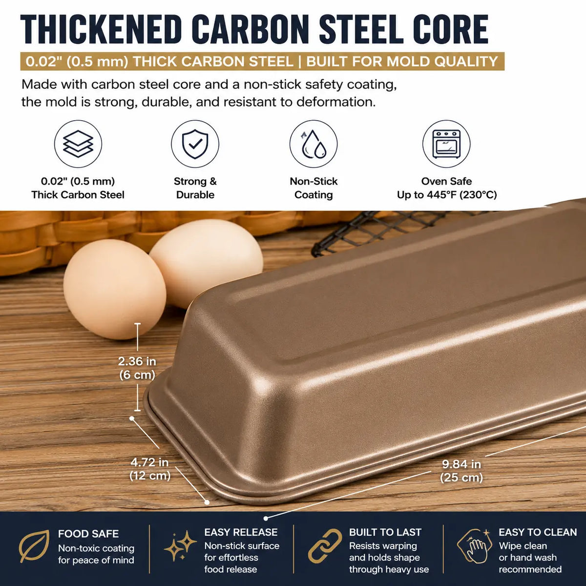 Carbon Steel Bread Pan | Standard & Mini Loaf Pans | Professional Baking | KitchenKlout Bakeware
