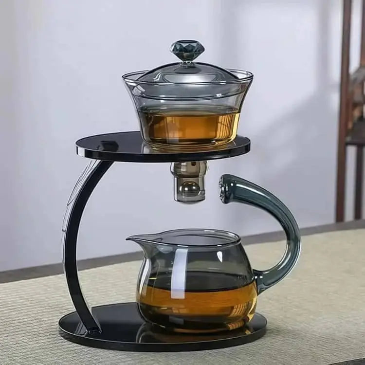 Heat-Resistant Glass Tea Set – Magnetic Rotating Cover Kitchen Klout