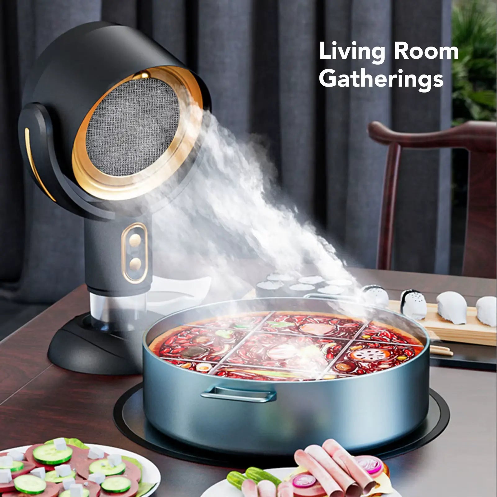 Desktop Range Hood for Kitchen - 2 Speed Negative Ion USB Rechargeable