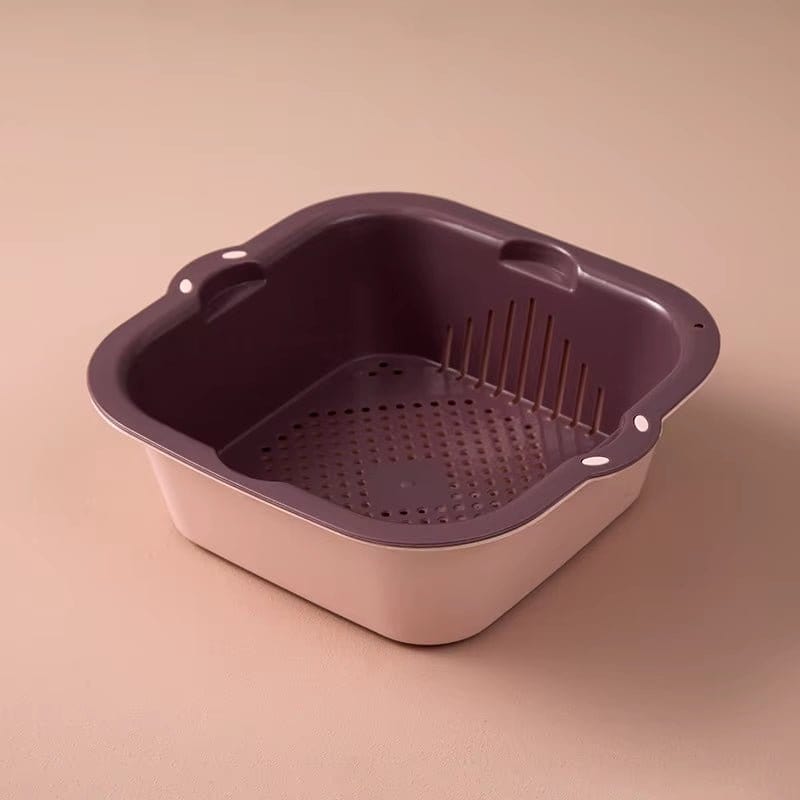 Double - Layer Kitchen Sink Drain Basket for Fruits and Vegetables - Multi - Functional Washing Bowl and Storage Container - KitchenKlout