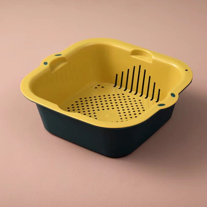 Double - Layer Kitchen Sink Drain Basket for Fruits and Vegetables - Multi - Functional Washing Bowl and Storage Container - KitchenKlout