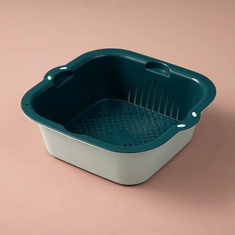 Double - Layer Kitchen Sink Drain Basket for Fruits and Vegetables - Multi - Functional Washing Bowl and Storage Container - KitchenKlout