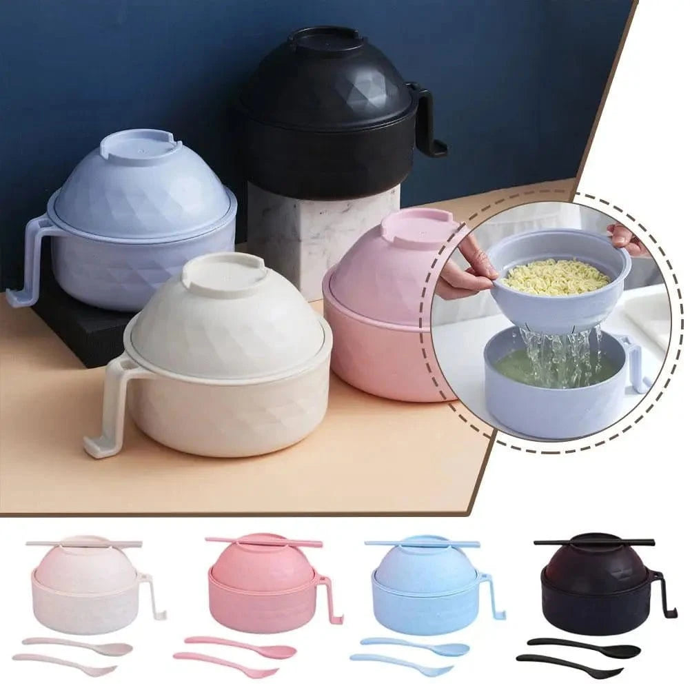 Eco - Bowl, With Tableware Large Capacity Environmentally Friendly Wheat Straw Draining Water Bowl Handle Anti - scalding - KitchenKlout