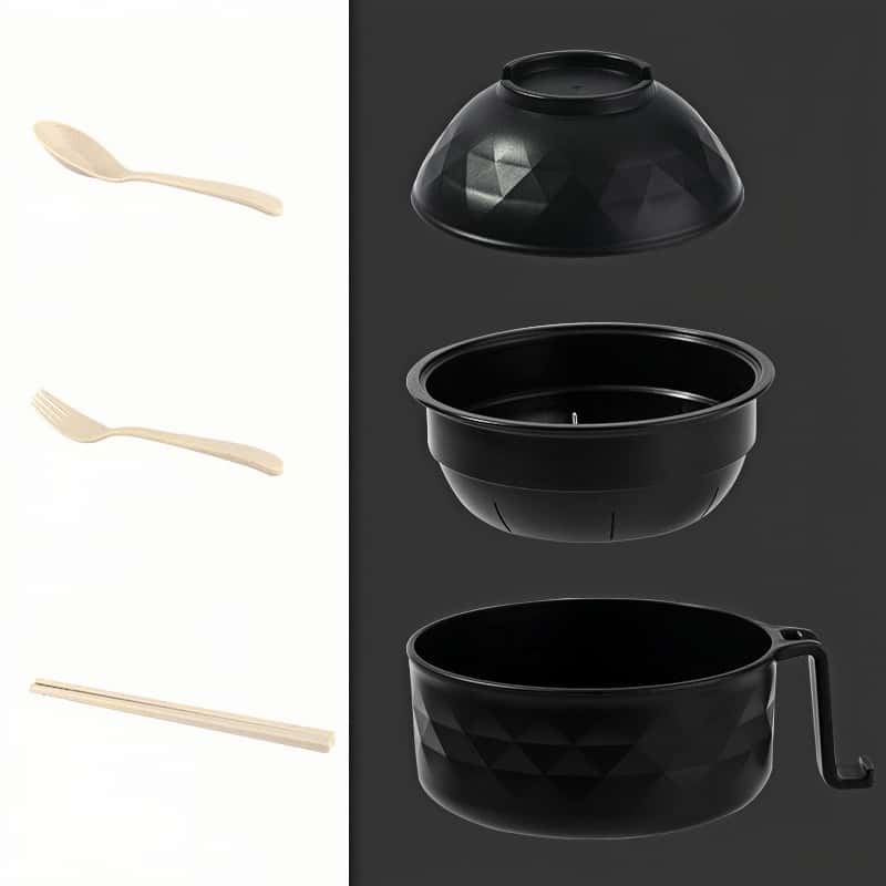 Eco - Bowl, With Tableware Large Capacity Environmentally Friendly Wheat Straw Draining Water Bowl Handle Anti - scalding - KitchenKlout