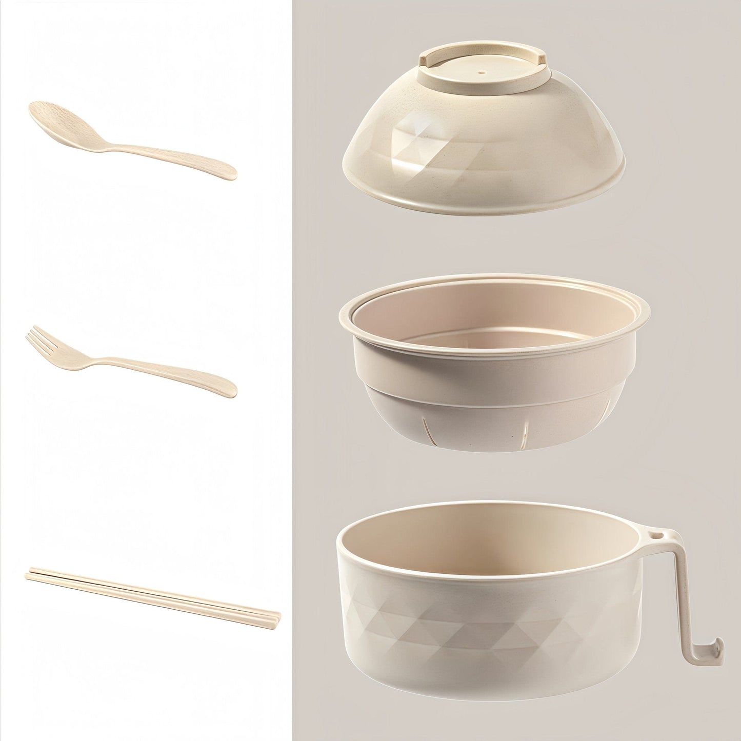 Eco - Bowl, With Tableware Large Capacity Environmentally Friendly Wheat Straw Draining Water Bowl Handle Anti - scalding - KitchenKlout