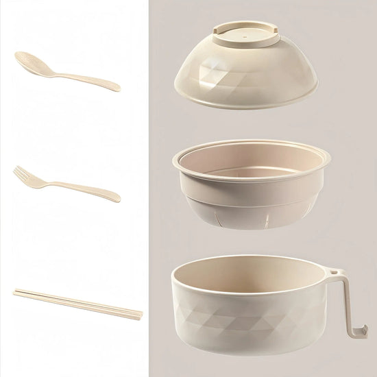 Eco - Bowl, With Tableware Large Capacity Environmentally Friendly Wheat Straw Draining Water Bowl Handle Anti - scalding - KitchenKlout