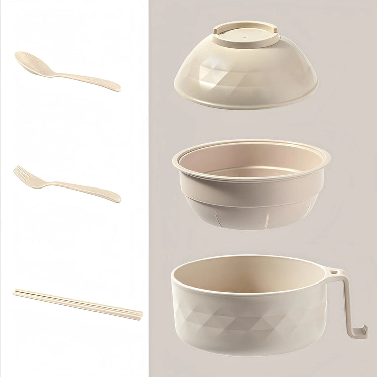 Eco - Bowl, With Tableware Large Capacity Environmentally Friendly Wheat Straw Draining Water Bowl Handle Anti - scalding - KitchenKlout