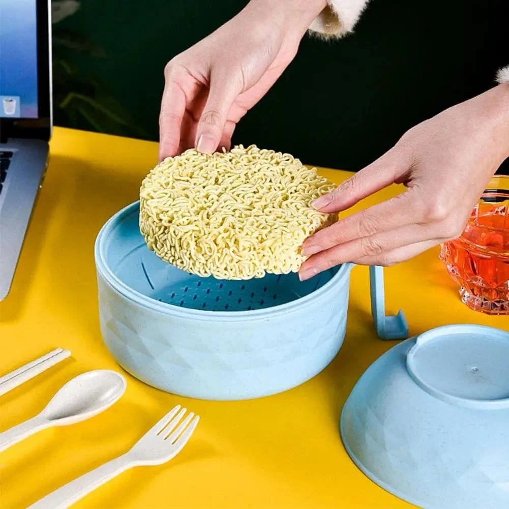 Eco - Bowl, With Tableware Large Capacity Environmentally Friendly Wheat Straw Draining Water Bowl Handle Anti - scalding - KitchenKlout