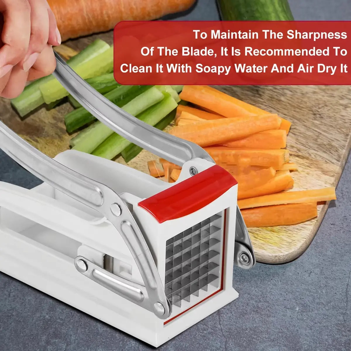 French Fry Cutter, Potato Slicer - Stainless Steel Manual Prep Tool