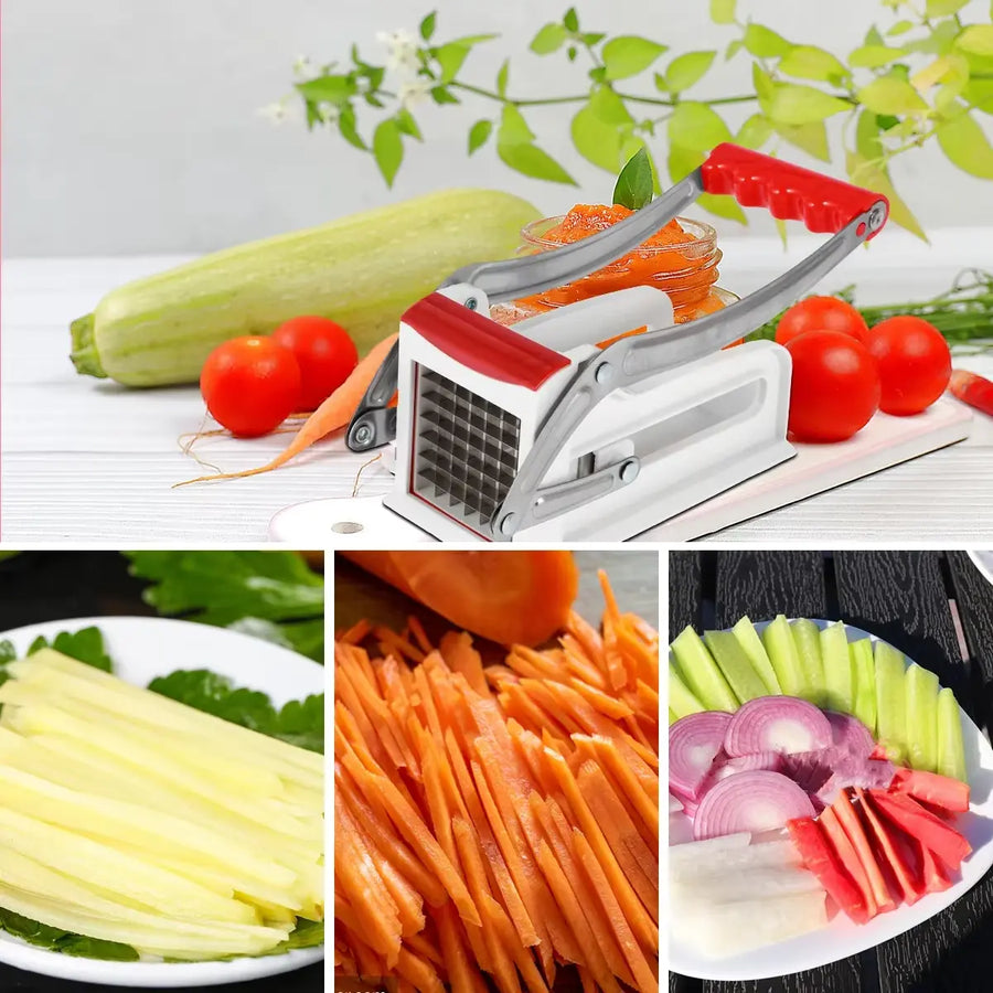 French Fry Cutter, Potato Slicer - Stainless Steel Manual Prep Tool