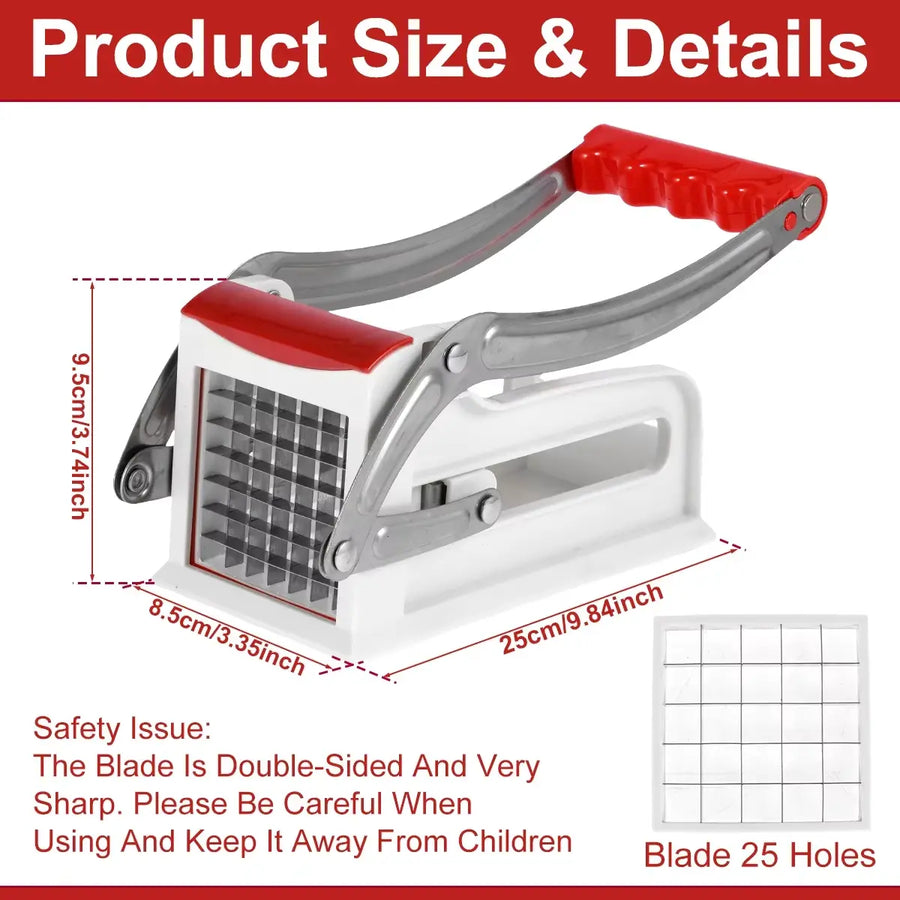 French Fry Cutter, Potato Slicer - Stainless Steel Manual Prep Tool