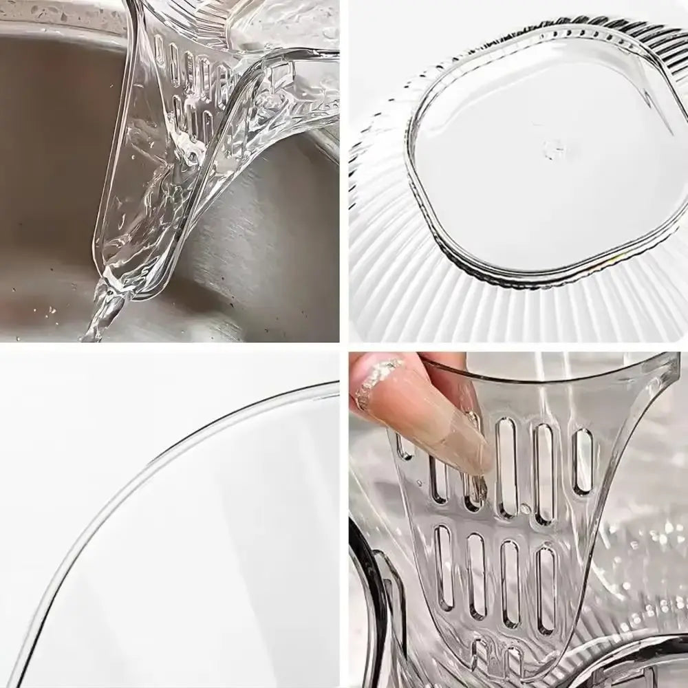 Fruit & Vegetable Washing Drain Basket - Clear Colander, Multifunction