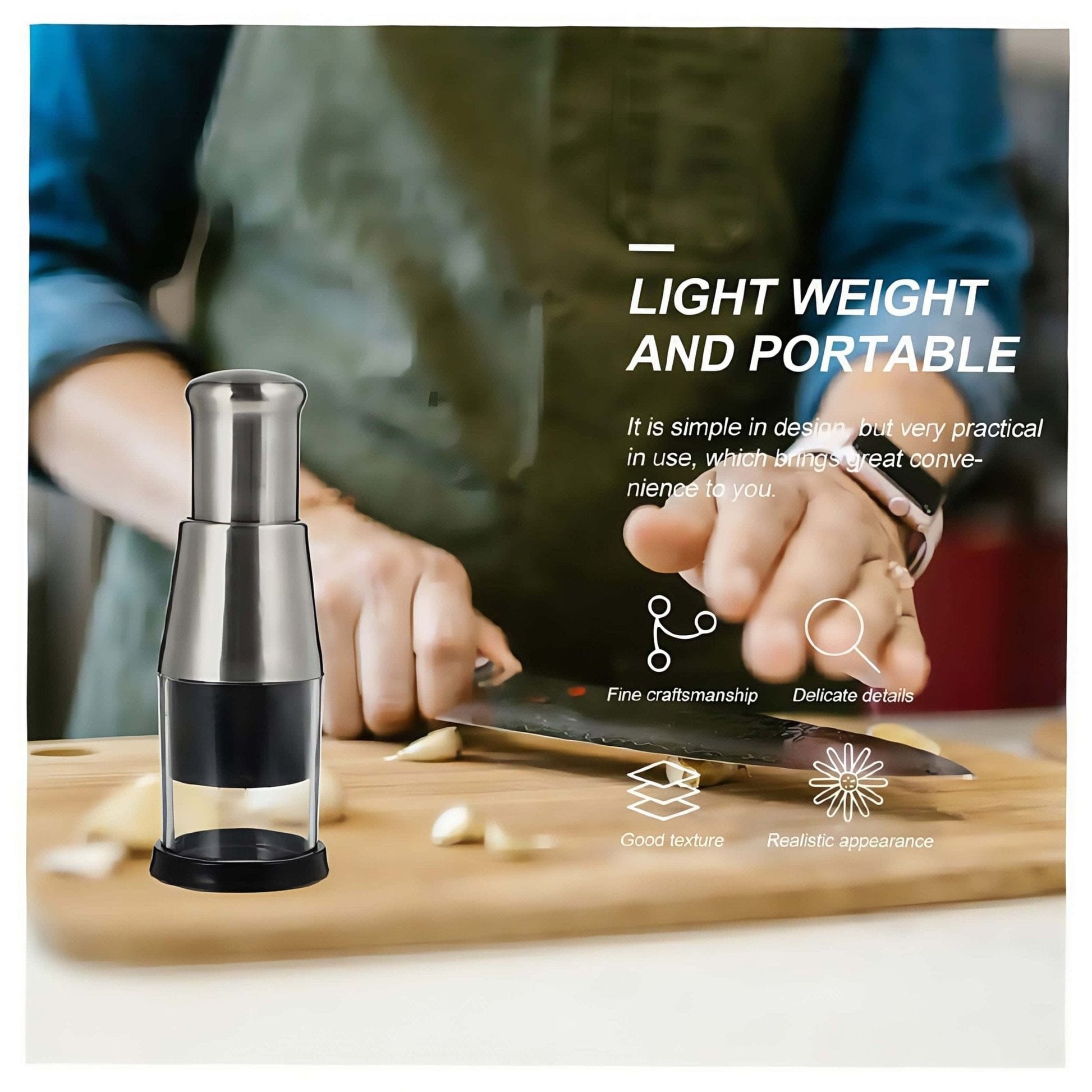 Garlic Chopper Stainless Steel Garlic Cutter Multifunctional Manual Chopping Tool For Vegetables Cutter Meat Grinders Kitchen - KitchenKlout