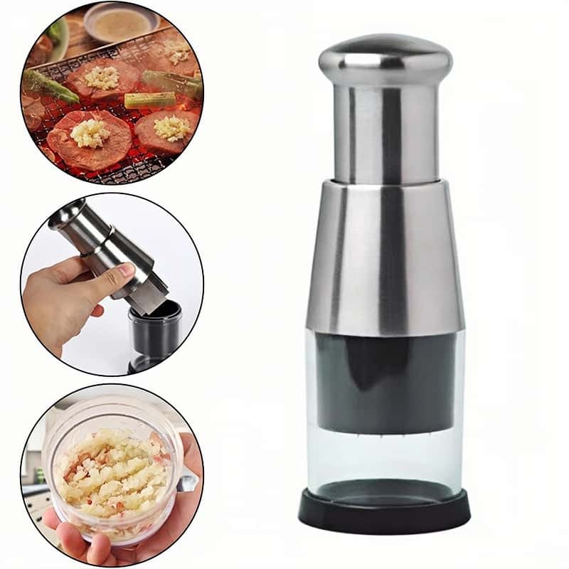 Garlic Chopper Stainless Steel Garlic Cutter Multifunctional Manual Chopping Tool For Vegetables Cutter Meat Grinders Kitchen - KitchenKlout