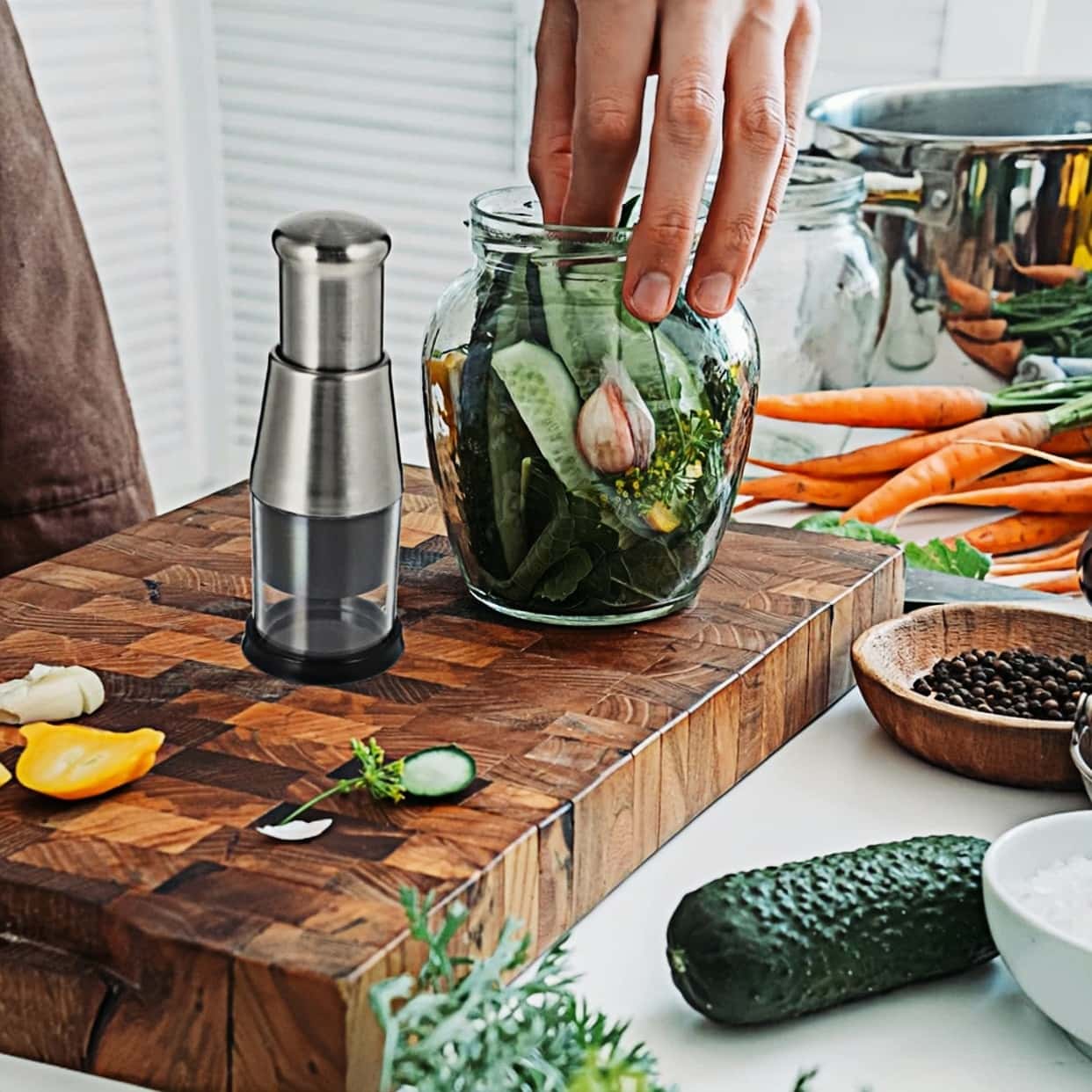 Garlic Chopper Stainless Steel Garlic Cutter Multifunctional Manual Chopping Tool For Vegetables Cutter Meat Grinders Kitchen - KitchenKlout