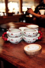 Handmade Ceramic Cherry Mugs Set Kitchen Accessories